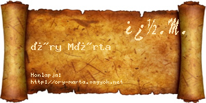 Őry Márta névjegykártya